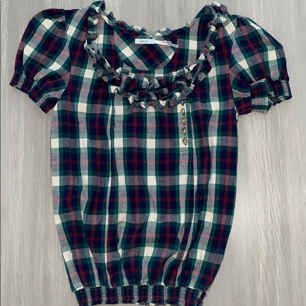Anthropologie Kimchi Blue Plaid Top with Buttons